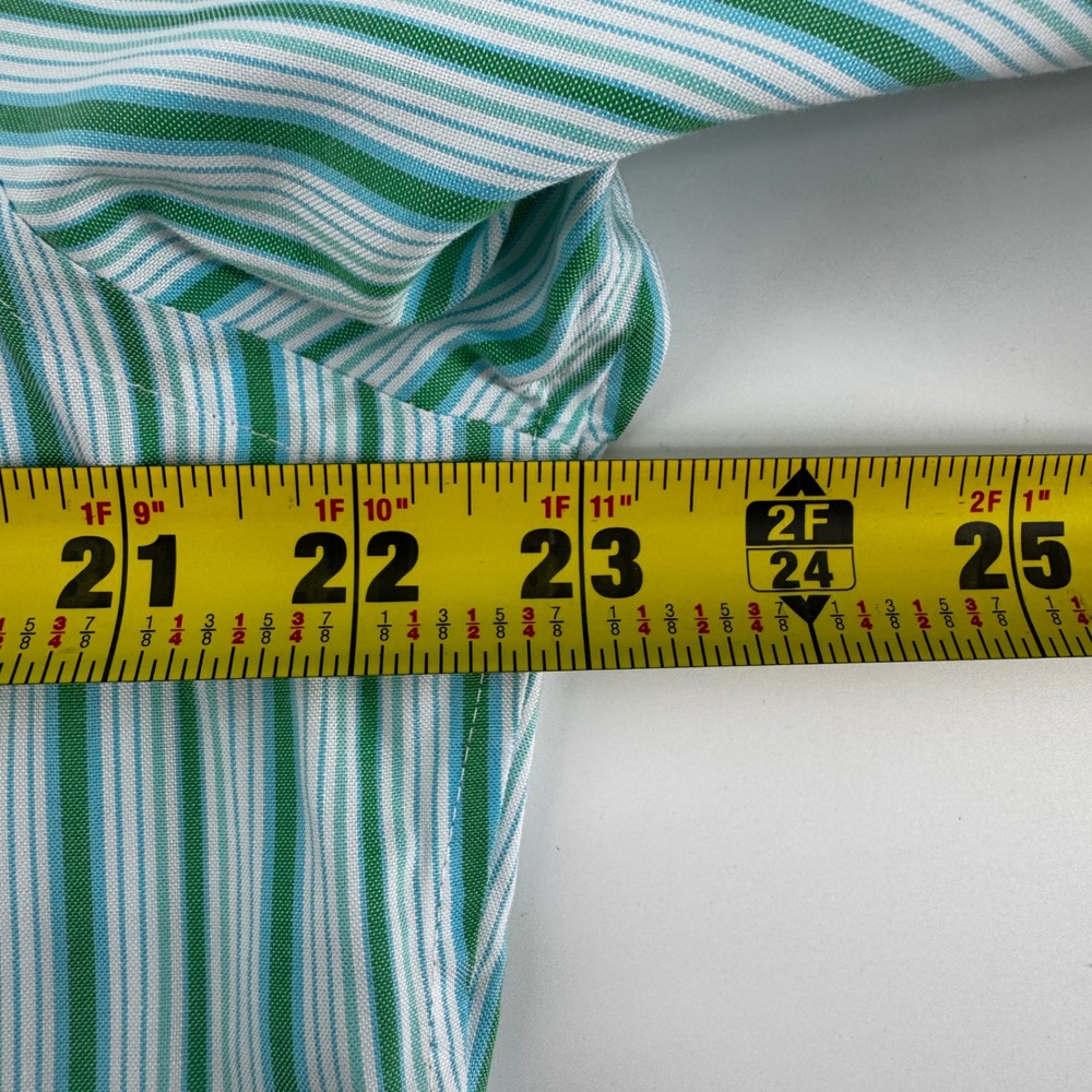 Lands' End Mens 16-33 Tailored Fit No Iron Supima Pinpoint Stripe Shirt Green - Picture 9 of 10